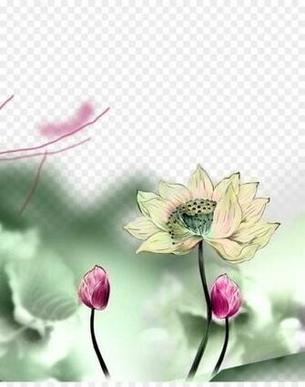 Paper Poster March Equinox Ink Lotus Decorative Design Material