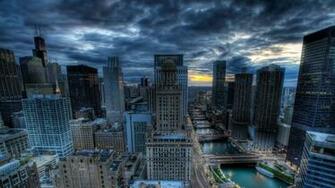Ultra HD Wallpaper Chicago Buildings Skyscrapers River