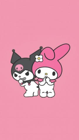 Apoame On Kuromi Bg Hello Kitty iPhone Wallpaper