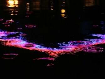Neon Lights And Raindrops At Night Desktop Background
