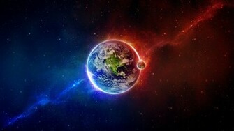 Abstract Space Art Blue Red HD Wallpaper Epic Desktop Background