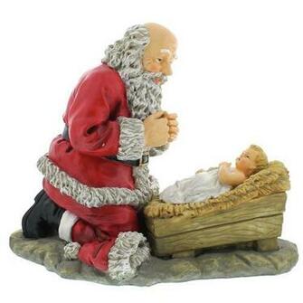Christmas Cards Santa Kneeling Jesus
