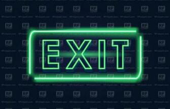 Exit Green Neon Sign On A Dark Background Vector Image Of Signs