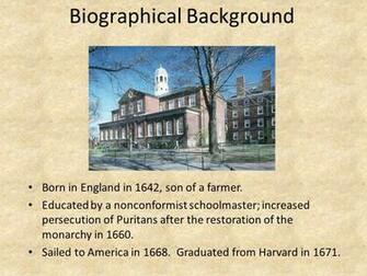 Edward Taylor Biographical Background Born In England