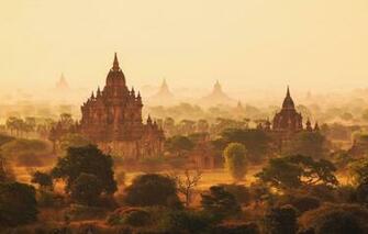 Wallpaper Morning Haze Myanmar Burma Temples Image For