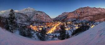 Winter Colorado Background Ouray Dawn Panorama