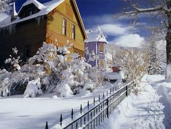 Snowy House Winter Scene Courtesy Desktop Background Net