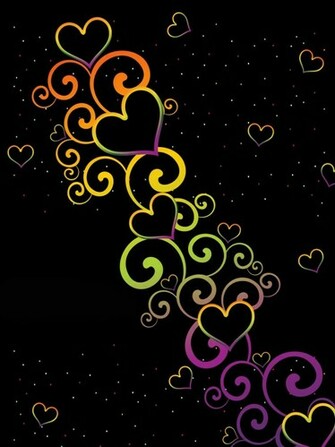 Colorful Heart Background On Black