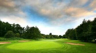 Golf Background For Computer With A Course Sand And Trees