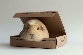 Cute Guinea Pig In A Box HD Wallpaper