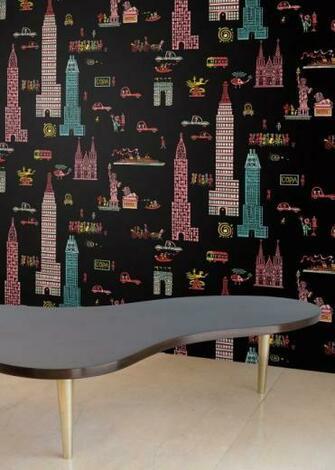 Manhattan Night Jim Flora Walls Wallpaper Tiles