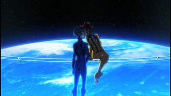 Captain Earth Teppei Akari Kiss