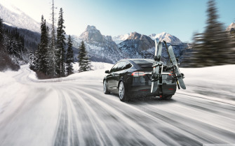 Tesla Model X Suv Electric Car Winter Ski Ultra HD Desktop