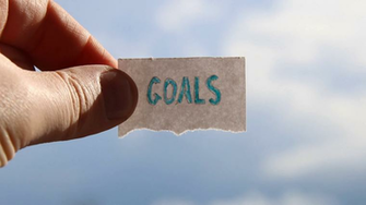 Goals Idea Tag With Inscription Blurred Photo For Background