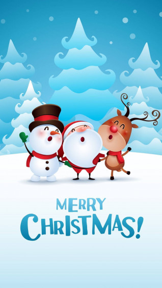 Santa And Friends Merry Christmas iPhone Wallpaper