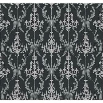 York Wallcoverings Ashford White Matte Black Silver Glow And