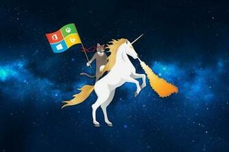 Ms Ninja Cat Riding Unicorn Space Blue By Flothegangsta