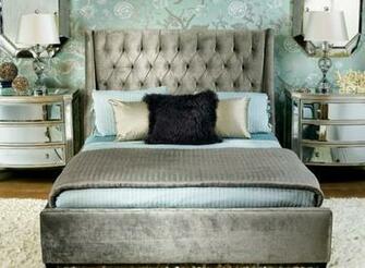 Bedroom In Feminine Glam Style Vintage Wallpaper Velvet And Silk
