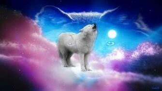 Cute Wolf Pink Sky Full Moon Wallpaper