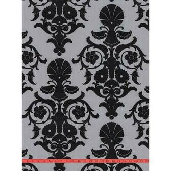 Flock Velvet Wallpaper Black On Silver Kelly Deco Flocked