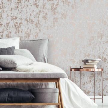 Milan Metallic Wallpaper In Grey Rose Gold I Love