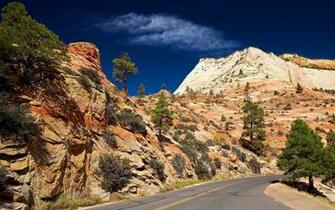 Wallpaper Utah Zion National Park Usa Desert Rocks Road Sky