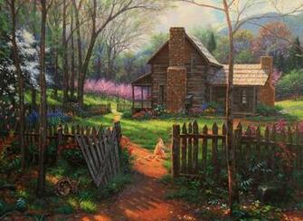 Welcome Spring Cottage Wallpaper