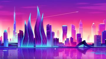 Wallpaper Art Vector Picture City Purple Style Skyscrapers