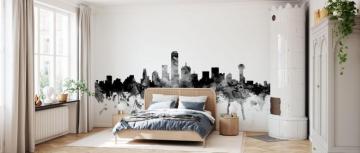 Dallas Texas Skyline Black Made To Measure Wall Mural Photowall