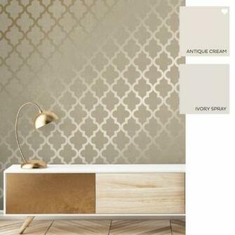 Henderson Interiors Camden Trellis Wallpaper Cream Gold