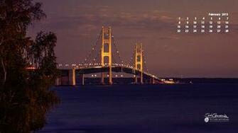 February Calendar Desktop Wallpaper Mackinac Bridge Picture