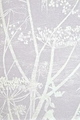 Cow Parsley Restyled Wallpaper Lilac Grey With White