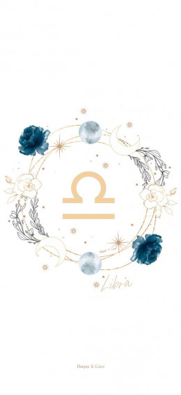 Libra Gold Print Zodiac Sign Poster