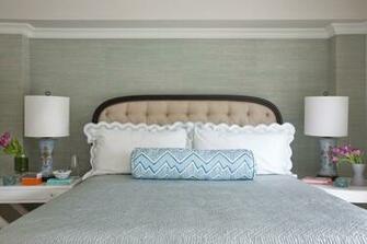Grasscloth Wallpaper Transitional Bedroom Benjamin Moore Baby Fawn