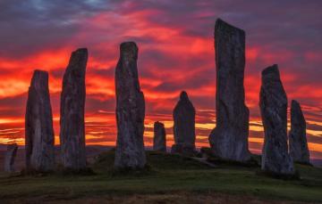 Wallpaper The Sky Clouds Sunset Red Stones Scotland Al