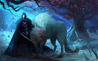 An Image Of A Wolf Betwixt Water And Fire Wallpaper