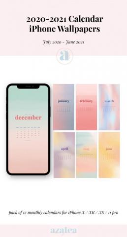 Watercolour iPhone Calendars Phone Wallpaper Instant
