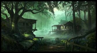 Forest Cabins Wallpaper Background