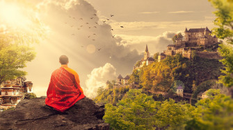 Meditation Buddhism Monk Temple Panorama Buddhist 4k HD Wallpaper