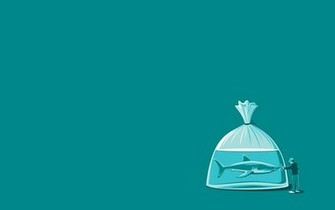 Humor Sharks Blue Background Wallpaper