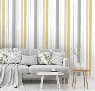 Holden D Cor Statement Talbot Grey And Yellow Striped Smooth Wallpaper