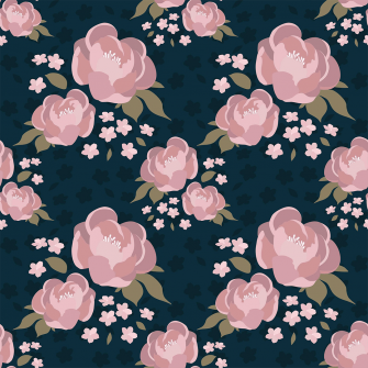 Navy Floral Wallpaper