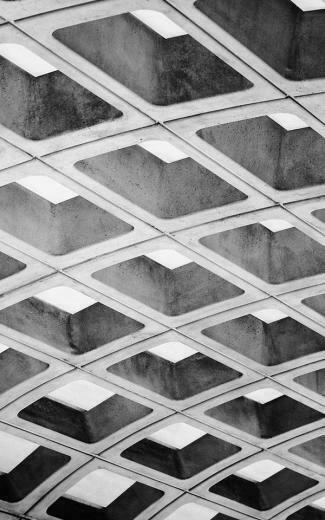 Brutalist Metro Station Dc Mural Wallpaper Grey
