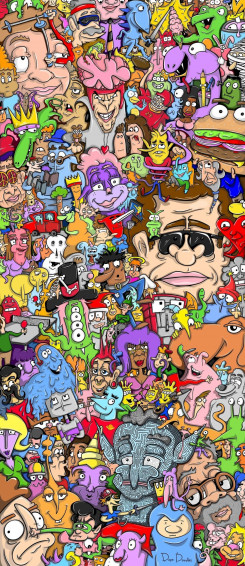 Cartoon Wall Collage At Stanley Call Wallpaper