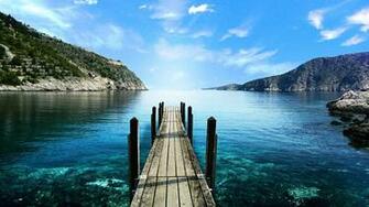 Mountain Lake Walkway Wallpaper Widescreen Desktop