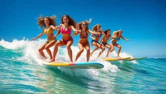 Girls Surfing Wallpaper