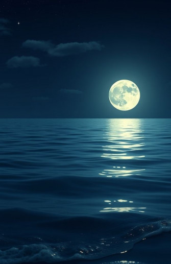 Moon Over Ocean Wallpaper