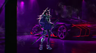Samurai Anime Girl Neon Cyberpunk Car Live Wallpaper