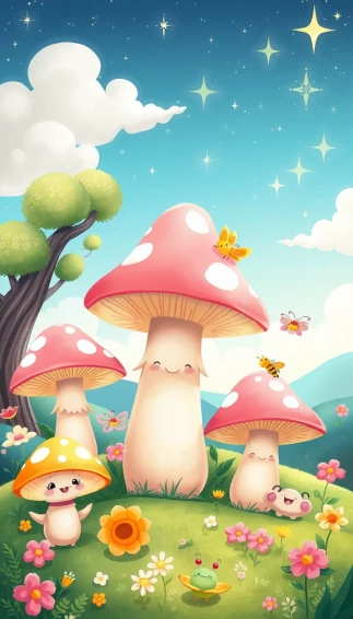 Kawaii Mushroom Wallpaper