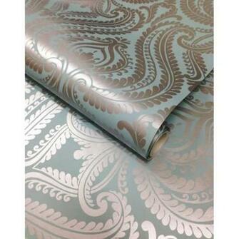 Love Wallpaper Shimmer Damask Metallic Teal Silver